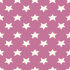 Vector seamless pattern with hand drawn cute stars on pink girly background