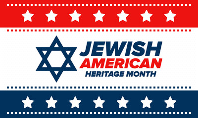 Jewish American Heritage Month. Celebrated annual in May. Jewish American contribution to the history United States. Star of David. Israel symbol. Poster, card, banner and background. Vector