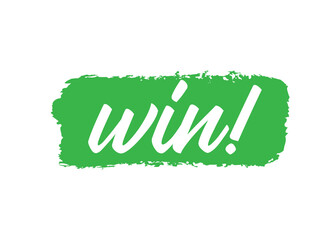 Hand sketched WIN word as ad, web banner. Lettering for header, advertisement, announcement.