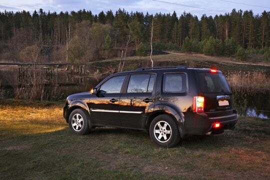 Car in forest near Toropets. Tver Oblast. Russia