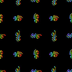 Seamless pattern of colorful floral design elements