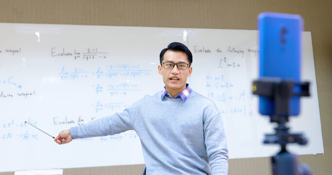 male professor teach online