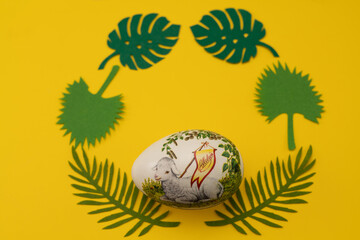 Wielkanoc baranek żółty święta radość życie jajko pisanka decoupage - obrazy, fototapety, plakaty