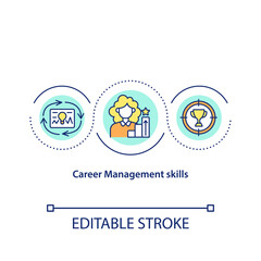 Career management skills concept icon. Professional competencies development idea thin line illustration. Career goals achievement. Vector isolated outline RGB color drawing. Editable stroke