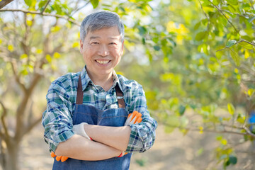 Farmer smile in orchard