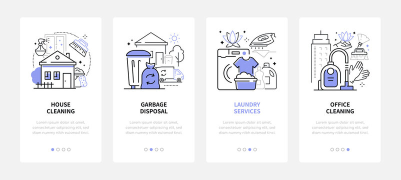 Cleaning services - modern line design style web banners