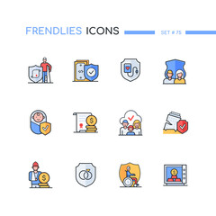 Insurance - modern line design style icons set