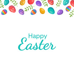 Happy Easter frame with eggs 