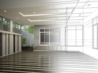 empty corridor in a hotel room