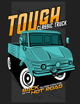 tough classic truck, super classic car illustration