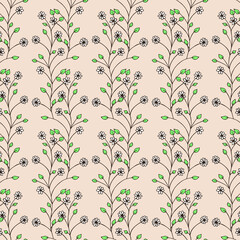 Seamless pattern of Ornamental plant. Vector stock illustration eps10. Hand drawing. 