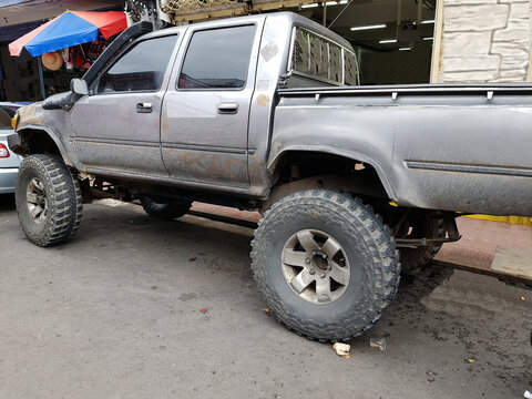 An off-road vehicle that has covered several thousand km on the transamazonica highway. Amazon, Brazil. 