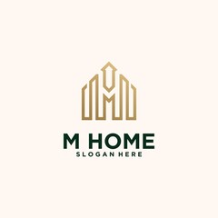 Set creative letter m building , m home  real estate logo template