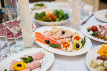 delicious canapes and snacks on the table