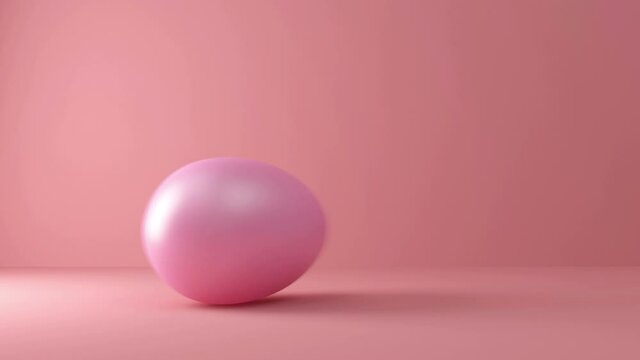 Seamless Loop 4K Animation of Painted Pink Easter Egg Spinning on pink studio background with motion blur