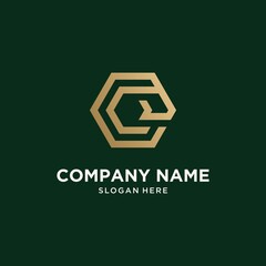 Abstract monogram logo g letter design set, in gold color Premium