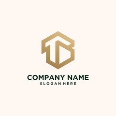 Abstract monogram logo B letter design set, in gold