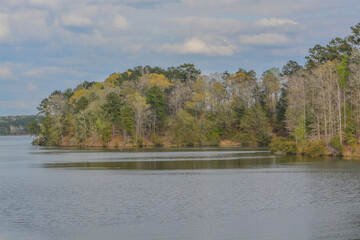 Fototapeta na wymiar Beautiful view of Okhissa Lake Recreation Area in Homochitto National Forest, Bude, Franklin County, Mississippi