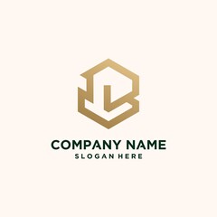 Abstract monogram logo B letter design set, in gold