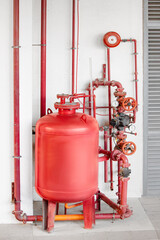 Fire extinguishing and fire alarm system with a complex and intricate scheme of pipes, assemblies...