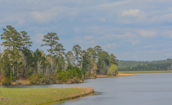 Beautiful view of Okhissa Lake Recreation Area in Homochitto National Forest, Bude, Franklin County, Mississippi