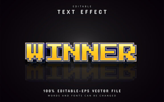 Yellow winner pixel text effect