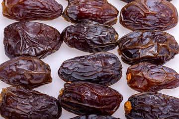 Dried medjoul jumbo dates. Modjoul is one of the noblest variety of dates in the world, often called the king of dates