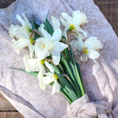 A bouquet of white daffodils