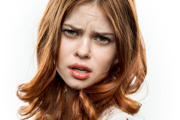 Fototapeta premium elegant woman with red hair face closeup cosmetics model
