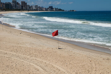 Ipanema Beach deserted during the quarantine during Covid-19 Coronavirus outbreak