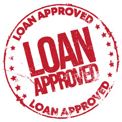 Loan Approved. Red Grungy Stamp.
