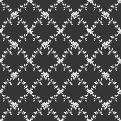 Black and white floral pattern. Vintage elegant ornament.Seamless.