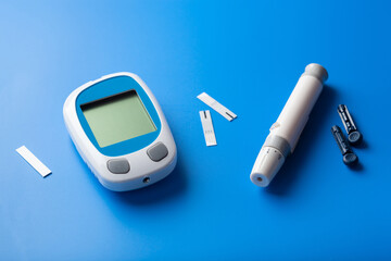 glucometer ketometer lancet and strips for self-monitoring of blood glucose or ketones level....