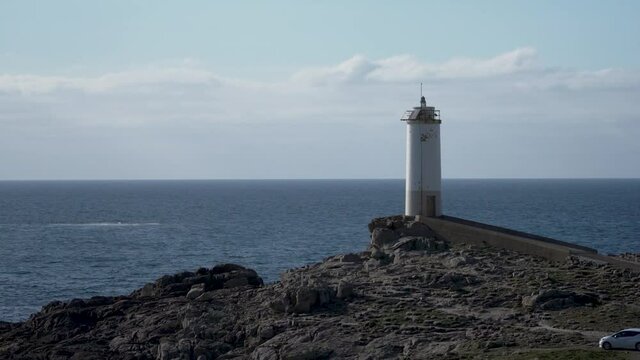 Faro de O Roncudo, Galicia, Primer plano, atardecer, Mar Atl&aacute;ntico