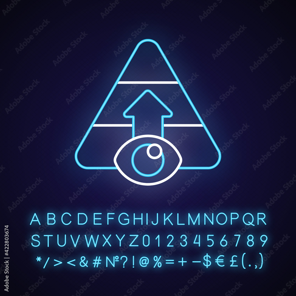 Poster game level selection neon light icon. computer or mobile videogame stage choice. outer glowing effec