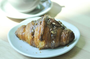 croissant ,caramel croissant and coffee