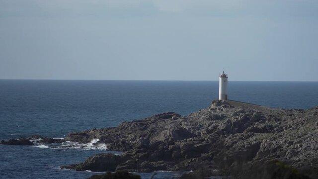 Faro de O Roncudo, Galicia, Plano general, atardecer, Mar Atl&aacute;ntico