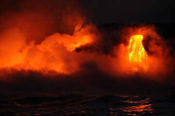 Coulées de lave du volcan Kilauea à Hawaii
