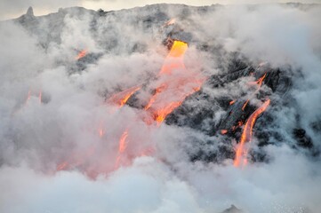 Coulées de lave du volcan Kilauea à Hawaii