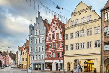 Altstadt street in Landshut, Germany