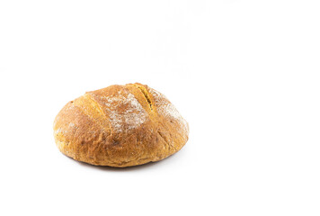 Freshly baked bread on a white background