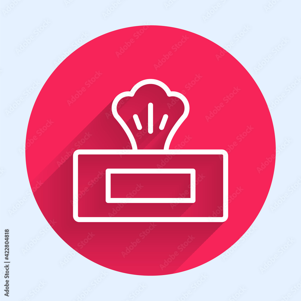 Aufkleber white line wet wipe pack icon isolated with long shadow. red circle button. vector