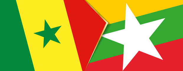 Senegal and Myanmar flags, two vector flags.