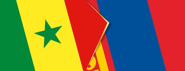 Senegal and Mongolia flags, two vector flags.