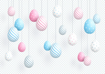 Easter Eggs Colorful Hanging 3d Vector Elements