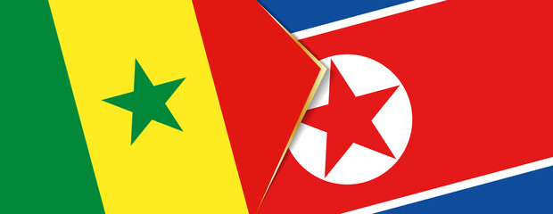 Senegal and North Korea flags, two vector flags.