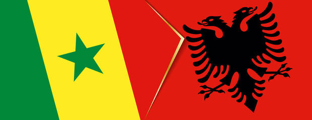 Senegal and Albania flags, two vector flags.