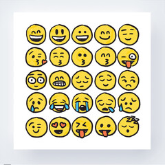 Pencil Drawing Smiley Emoji Face Pack in Colour