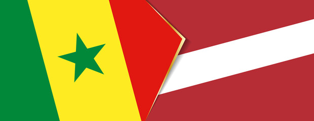 Senegal and Latvia flags, two vector flags.