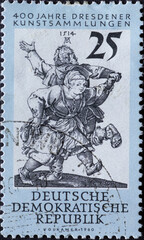 GERMANY, DDR - CIRCA 1960 : a postage stamp from Germany, GDR showing a copper engraving The...
